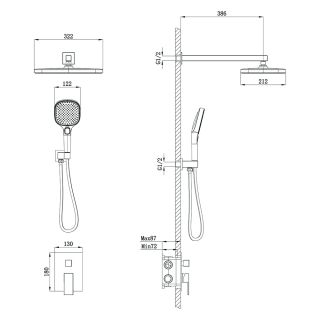 Встраиваемая душевая система AVELLA, Графит брашинг